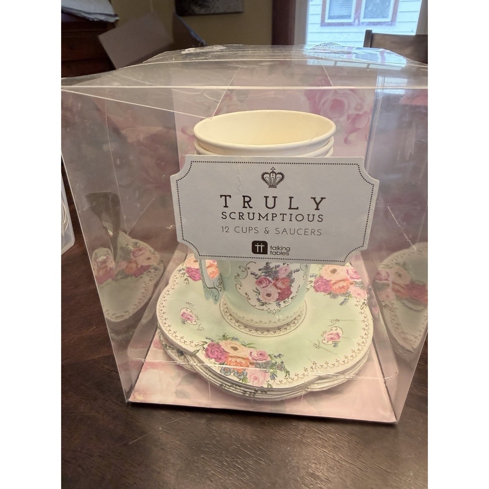 Talking Tables Truly Scrumptious Tea Cups Saucer Set Of 12 Vintage Floral party